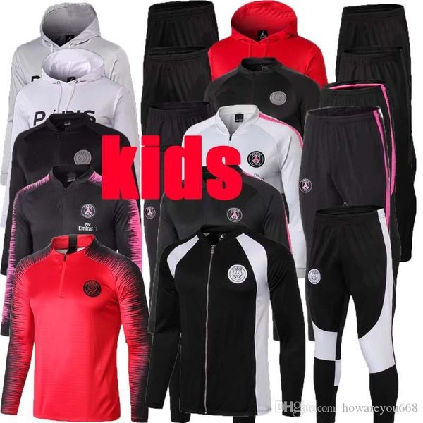 

Дети PSG Tracksuit новый 2019 PSG KIDS футбол спортивный костюм 18 19 MBAPPE Кавани Майо-де-футовый Париж балахон ребенка набор Спортивная куртка