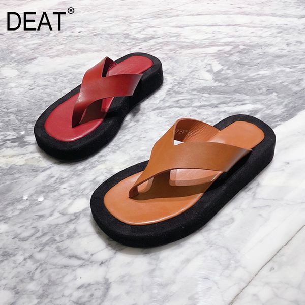 

deat] 2020 new spring summer square toe shallow hit colors thick bottom flip flops slippers women shoes fashion tide 10h910, Black