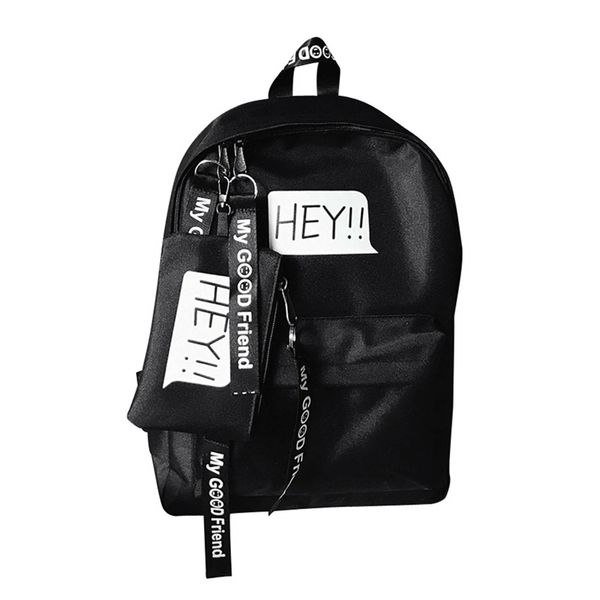 

casual pure simple backpack campus versatile student backpack black