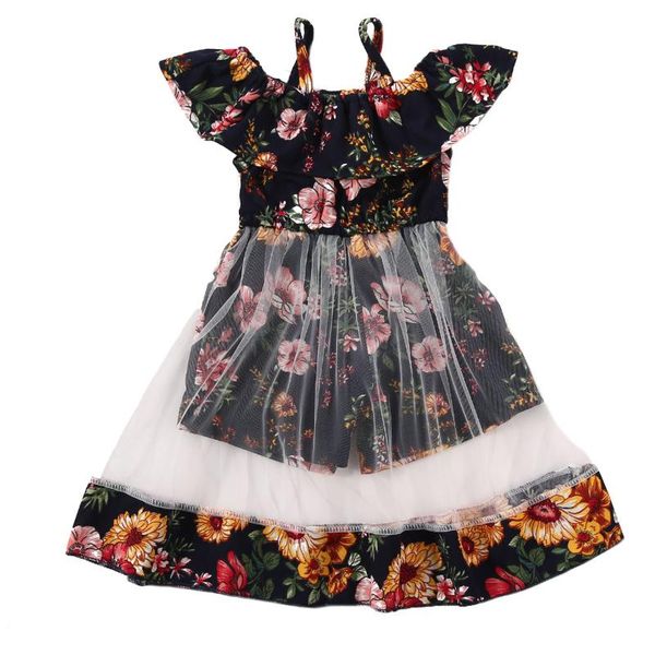 

girl dress 2020 toddler infant baby girls mesh tutu party wedding princess floral dress sundress, Red;yellow