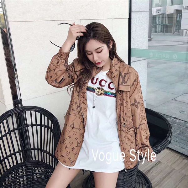 

designer jacket for women fashion brand zipper slim waist hoodie pocket letters print womens luxury coat stand collar cclothing, Black;brown