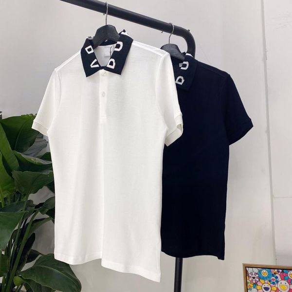 

20fw collar classic logo embroidery polo short sleeves casual business polo t-shirt united kingdom solid simple summer street tee hfymtx687, White;black