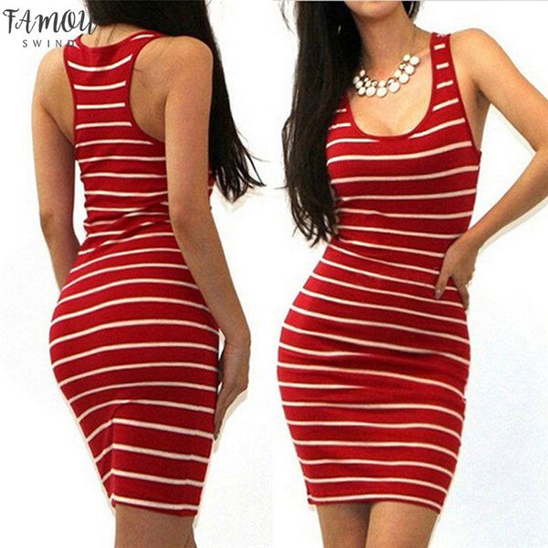 

sleeveless slim women dresses bandage dresses vest tanks base bodycon dress strap party stripe mini dress a20, Black;gray