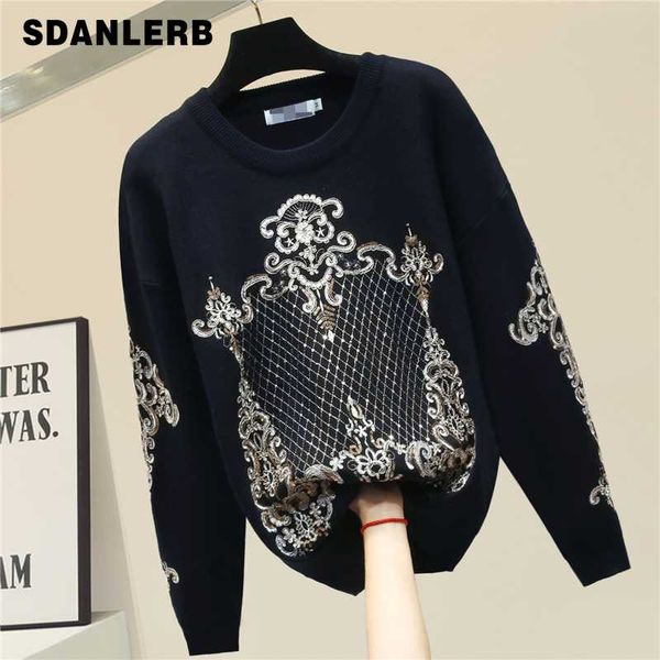 

women sweater women's sweaters 2020 new autumn and winter sweater sequined thick warm knitted coat loose jumper femme black, White;black