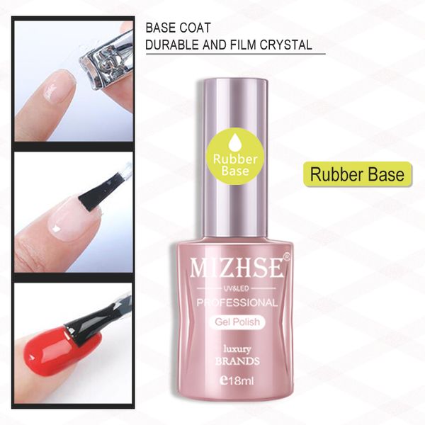 

mizhse varnish primer soak off uv led gel nail polish base coat matte coat rubber base&long lasting nail art manicure, Red;pink
