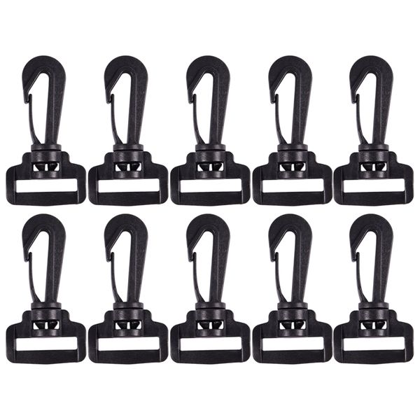 

plastic belt strap swivel carabiner buckle 2.5cm 10 pcs black