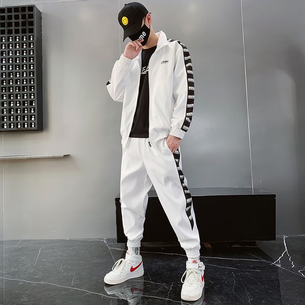 

white fashion tracksuit men hip hop streetwear casual men fashion tracksuits sweatshirts jacket fall clothing for ii50nstz, Gray