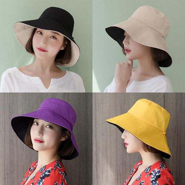 

women casual headwear stretchy soft comfort female double-sided hat bucket hat golf, Black;white