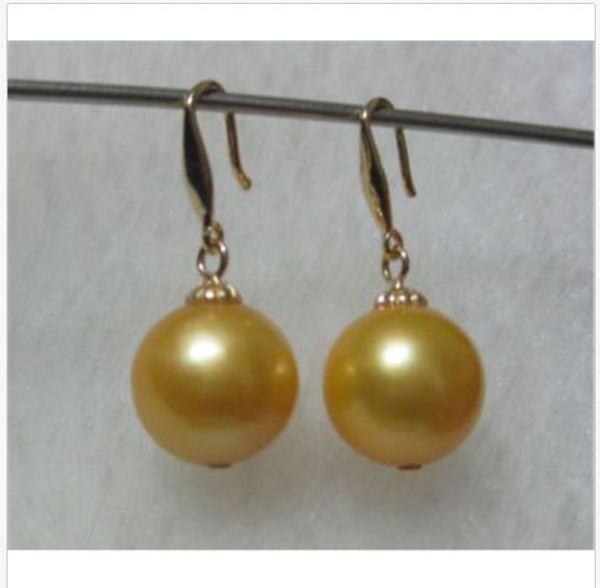 

new 10-11mm golden south sea pearl earrings 14k yellow gold, Silver