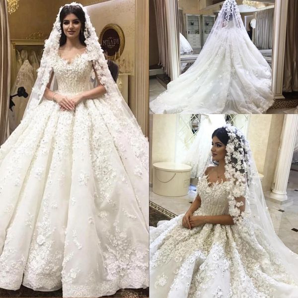 Emiraates Dubai Ball Gown Wedding Dresses Handmade Flowers 3 D