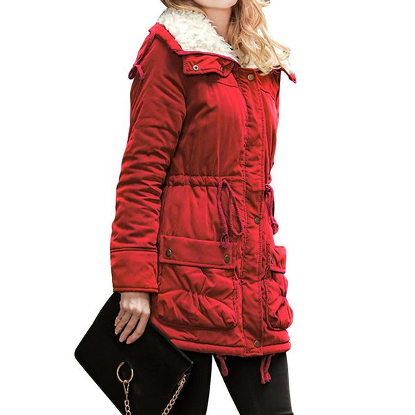 

laamei women fashion long winter coat with faux fur slim fit down jacket chaquetas mujer invierno 2018, Black