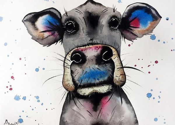 

handpainted & hd print modern abstract animal art oil painting cow home wall decor on thick canvas multi sizes a69