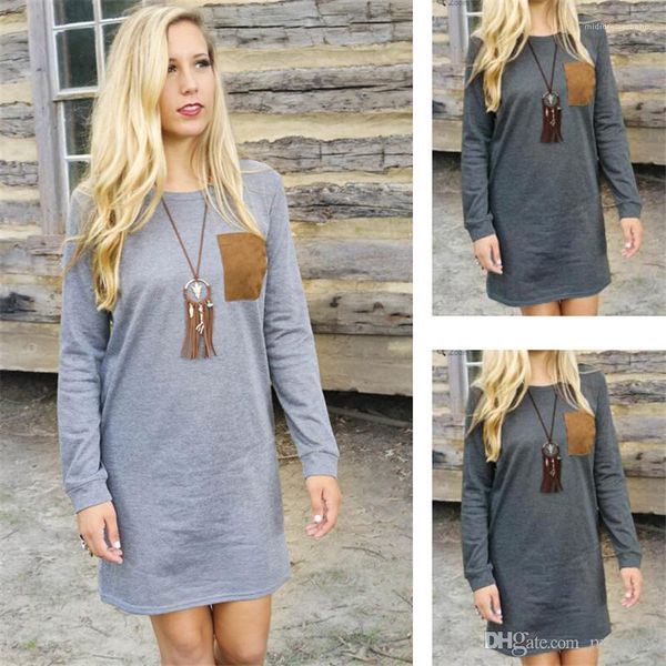 

dresses fashion pullover crew neck long sleeve womens dresses casual panelled females clothing panelled womens casual, Black;gray