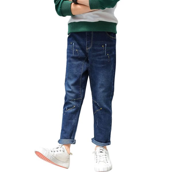 

young boys slim jeans 2019 new denim long pants fashion teenagers kids cotton casual clothing children trousers, Blue