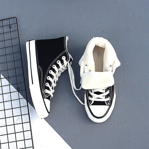 

women black yellow winter sneakers women plus velvet keep warm vulcanize shoes ladies high casual canvas shoes o4-03