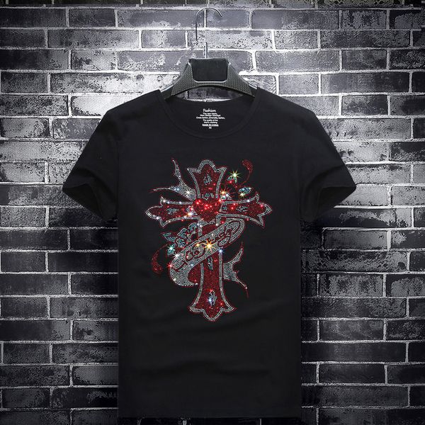 

mens designer t shirts t shirt clothes of white clothing drilling t-shirt short-sleeved round neck half sleeves spiritual social guy 6xl, White;black