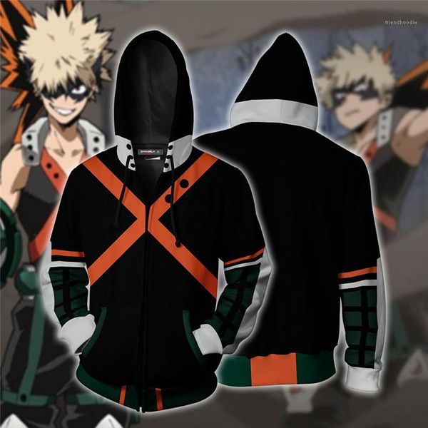 

spring and autumn mens hoodies with my hero academia print designer casual homme clothes fashion, Black