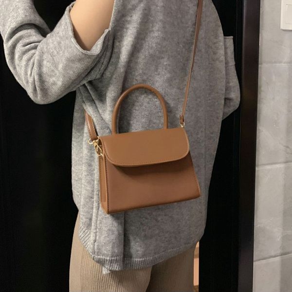 

simple flap shoulder pu leather bags women girls pure color mini messenger chest bag cross body handbags women