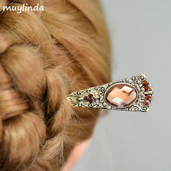 

Vintage Crystal Hair Stick Pin Metal Bronze Hairpin Hair Clip Jewelry Retro Banquet Hairpins Women Bridal Hair Accessories