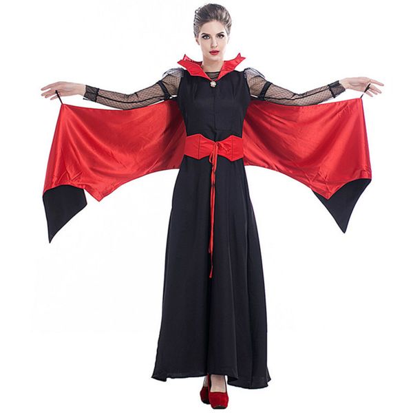 Frauen Sexy Vampire Queen Kostüme Exquisite Cosplay Schwarzes Kleid Ostern Halloween Party Anzug Maskerade Hexe Kostüm