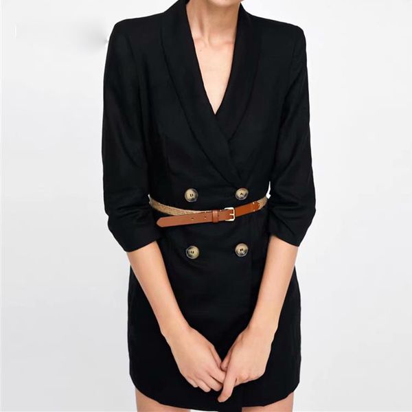 

women's suits & blazers 2021 autumn suit style dress lapel double-breasted female, White;black