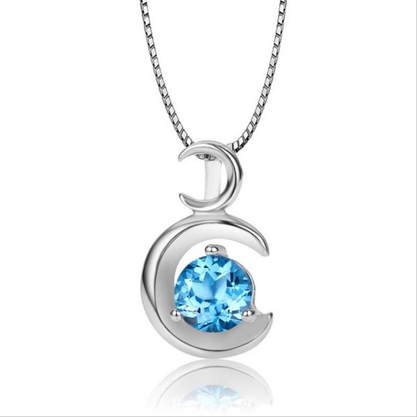 

exquisite crystal moon pendant necklace for women jewelry fashion 925 sterling silver necklace girls lady birthday gift