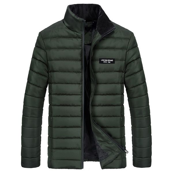 

winter new style men's stand collar thick lettered down feather cotton-padded clothes business plus-sized casual fashion jacket, Black