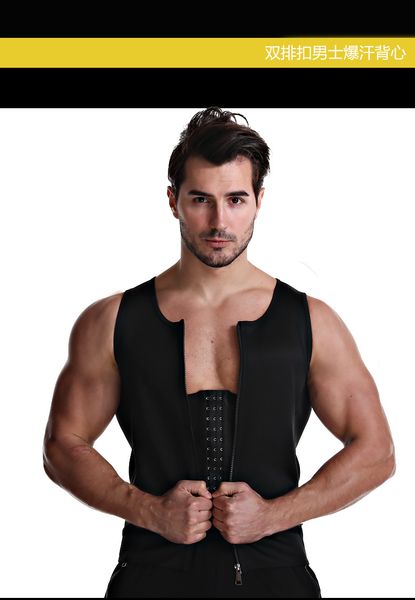 

men waist trainer vest for weightloss neoprene corset body shaper zipper sauna tank workout shirt