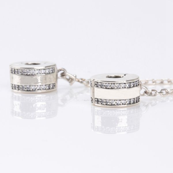 Atacado CZ-Diamond Charme Charme de Pandora 925 Cadeia Sterling Segurança Prata Silicone pulseira jóias com caixa original