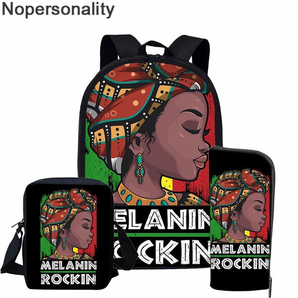 

nopersonality black queen african girls book bags melanin women school bag set mochila afro art kids bag teenager backpack