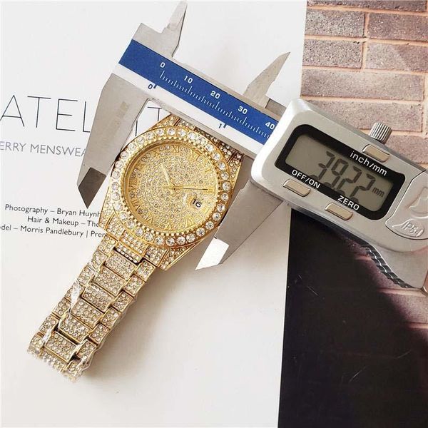 

ю бизнес-мужские часы с бриллиантами мужские часы круглый полный алмазов часы, кольцо с римскими цифрами, часовая марка оттаявшим часы дата, Slivery;brown