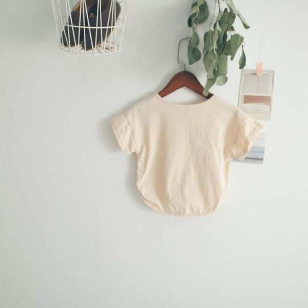 

summer style new children's short-sleeved t-shirt korean board candy color boys and girls short-sleeved t-shirt wide shape, Blue