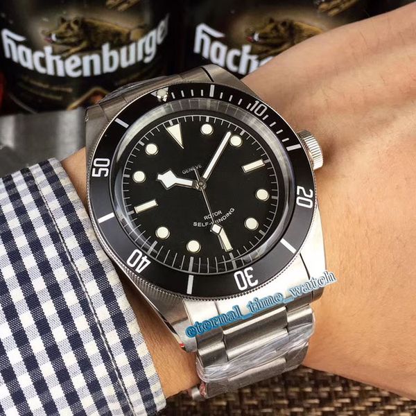 

high version black bay m79230n-0002 japan nh35 automatic mens watch black dial silver steel case 316l steel band watches, Slivery;brown