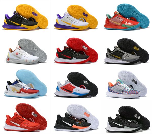 

new kyrie low 2 black gold white yellow purple ice blue bottom basketball shoes for mens kyrie2 2s sports sneakers size40-46, White;red