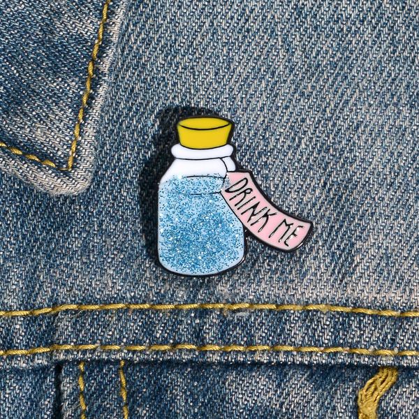

drifting bottle enamel pin custom glitter brooches bag clothes lapel pin button badge cartoon jewelry gift for kids friends zdl0304, Gray