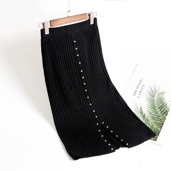 

winter pencil skirt skirts for women skirts womens winter high waist pencil skirt elegant bodycon skirts buttons black knitted midi skirt