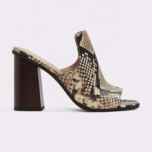

2020 new arrival block high heel fancy shoes ladies sandal slippers, Black