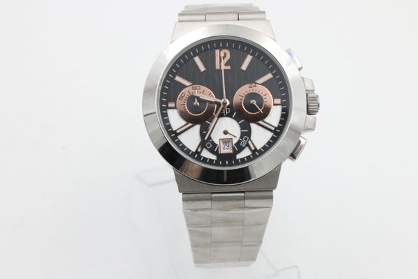 

quartz battery mens sport wrist watch stainless strap 40mm dial sapphire glass luxury watches for men fashion concept three zone watches man, Slivery;brown