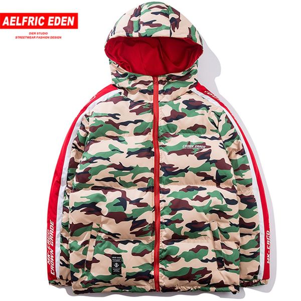 

aelfric eden 2018 parkas men color patchwork jacket coats fashion winter thick skateboard streetwear hip hop casual parka gra01, Black
