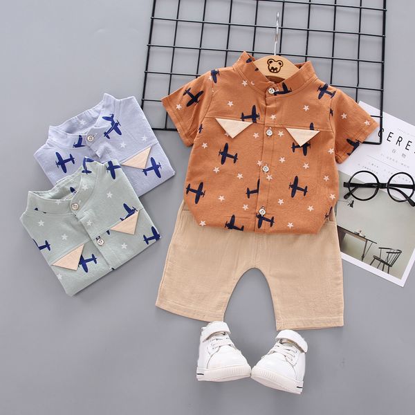 

2pcs лета младенца мальчики одежда хлопок infant рубашка tops + шорты комплекты мальчики мальчик одежда нижнее 2020 2020, White