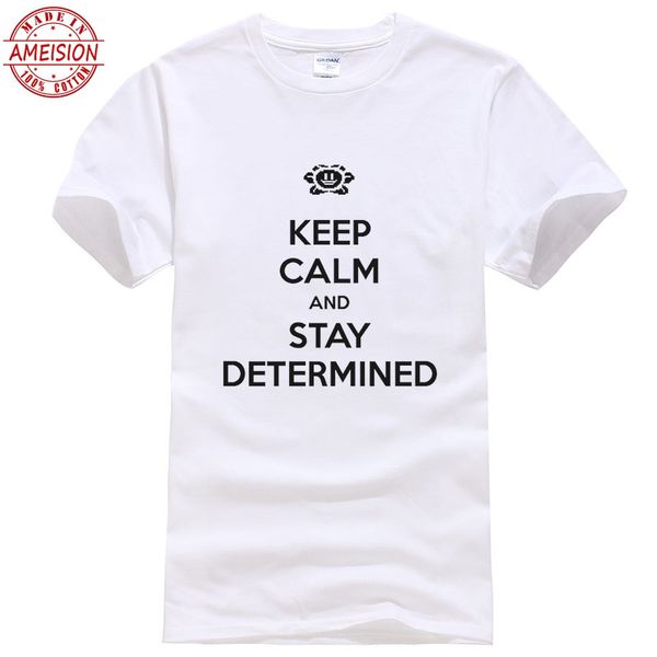 

2019 keep calm and stay determined letter printed undertale t shirt men summer fashion cotton game tees boyfriend gift, White;black
