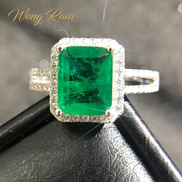 

wong rain vintage 100% 925 sterling silver natural emerald gemstone wedding engagement cocktail ring fine jewelry wholesale, Golden;silver