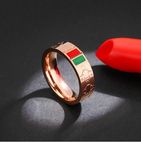 

ring titanium steel red green ring drop glue stainless steel ring, Silver
