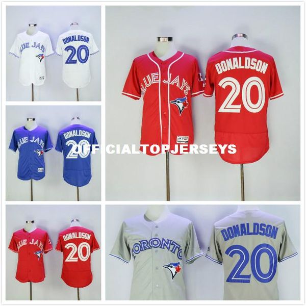 

20 josh donaldson flexbase jersey red white gray blue, Black;blue