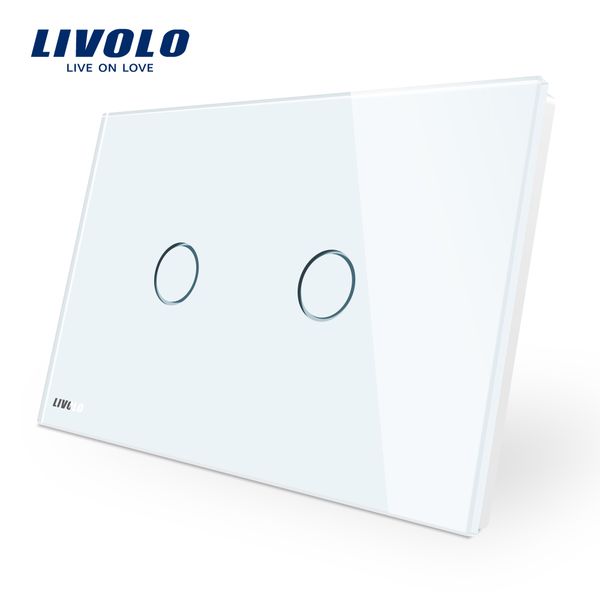 

livolo настенный выключатель, 110 ~ 250v, ivory white стеклянная панель, au / us стандартный сенсорный выключатель света со светодиодным инд