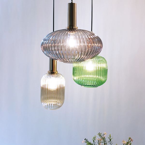 

nordic restaurant pendant lights gray/green/cognac glass modern hanging lamp bedroom living room kitchen suspension luminaire