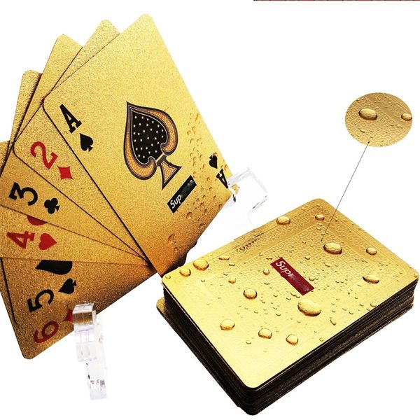 

pure golden color poker card plastic pokers water proofing sup brand playing cards with transparent case 16lx e1