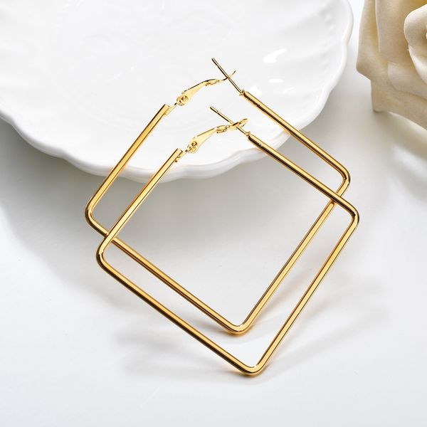 

square shaped earrings simplicity handmade copper wire earring for women gold color geometric ear jewelry brooch earrings 2019, Silver