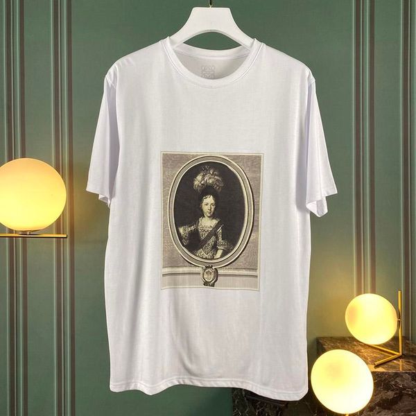 

2020 luxury fashion designer europe italy noblewoman oil painting grande dame portrait tshirt men women t shirt casual cotton tee, White;black