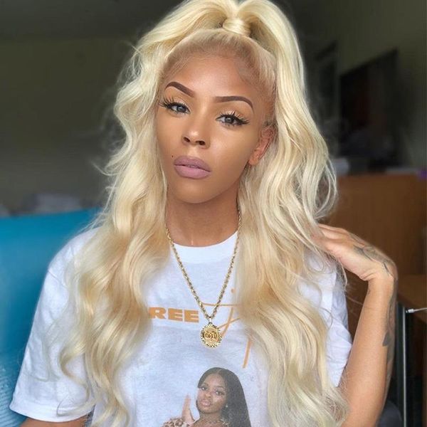 

body wave 613 blonde lace front human hair wigs pre plucked with baby hair brazilian 360 lace frontal wig full ends remy, Black